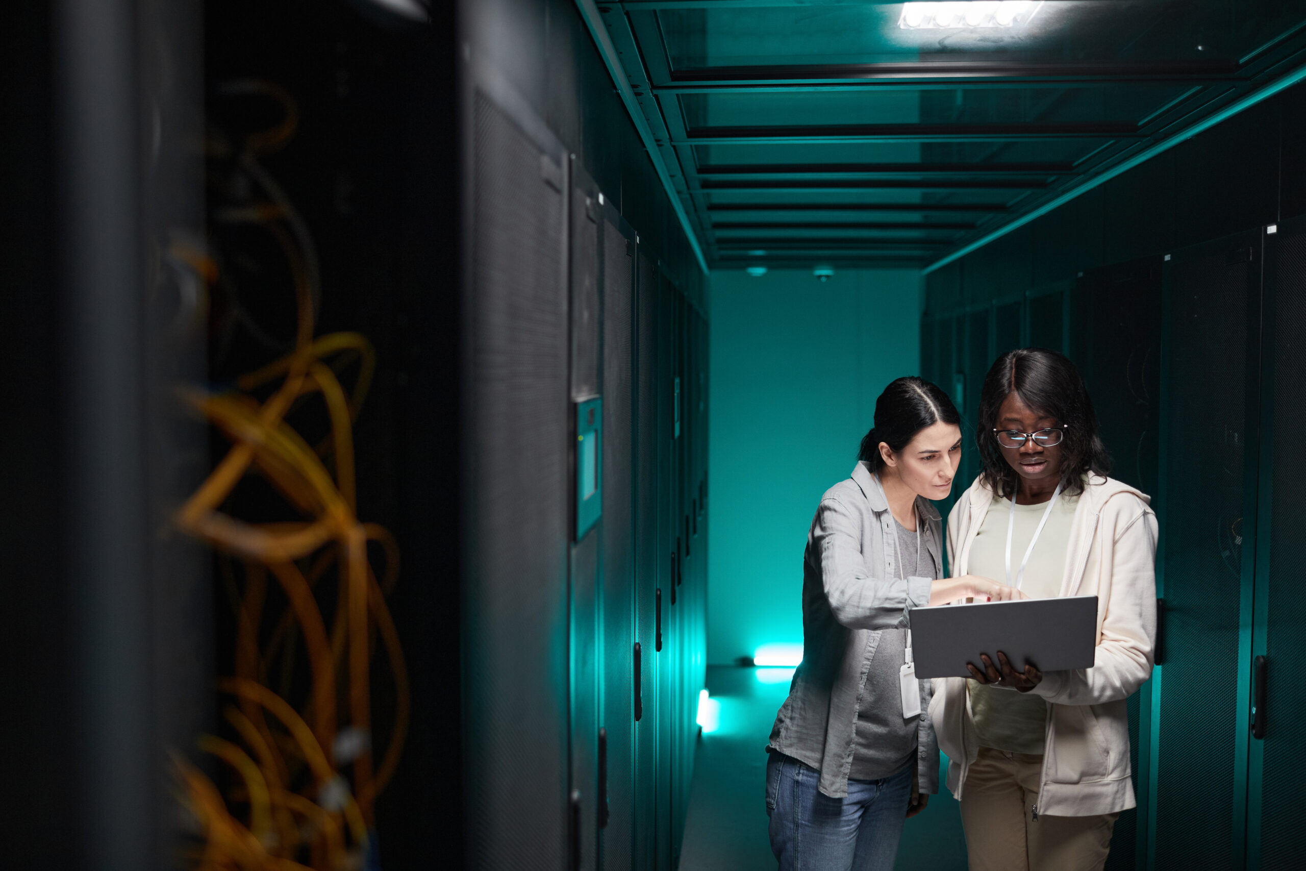 Two Women Managing Server Network